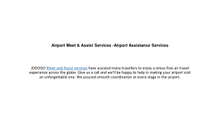 Airport Assistance Services - Meet and Greet Assistance