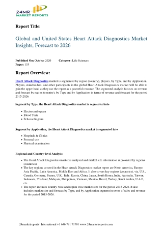 Heart Attack Diagnostics Market Insights, Forecast to 2026