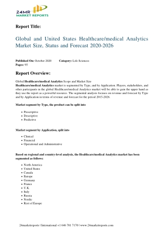 Healthcare and Medical Analytics Market Size, Status and Forecast 2020-2026