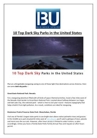 10 Top Dark Sky Parks in the United States