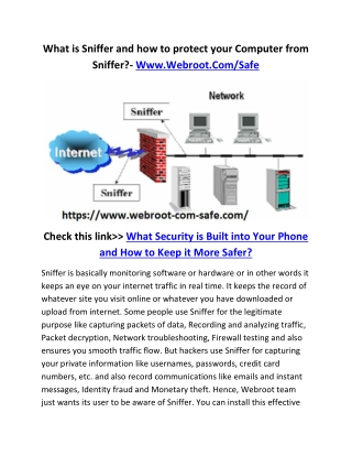 What is Sniffer and how to protect your Computer from Sniffer?- Www.Webroot.Com/Safe