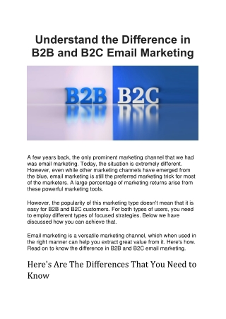 Understand the Difference in B2B and B2C Email Marketing