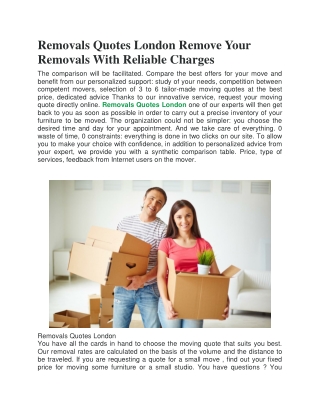 Removals Quotes London Remove Your Removals With Reliable Charges