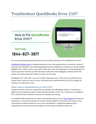 Troubleshoot QuickBooks Error 2107