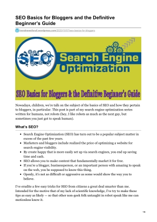 SEO Basics for Bloggers and the Definitive Beginner’s Guide