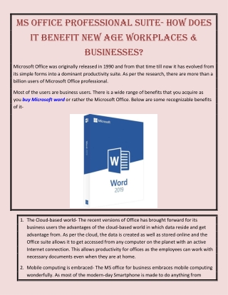 MS office professional suite- How does it benefit new age workplaces & businesses?