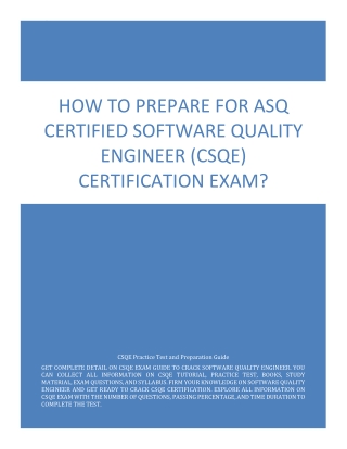 How to Prepare for ASQ Certified Software Quality Engineer (CSQE) Certification Exam?