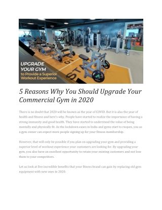 5 Reasons Why You Should Upgrade Your Commercial Gym in 2020