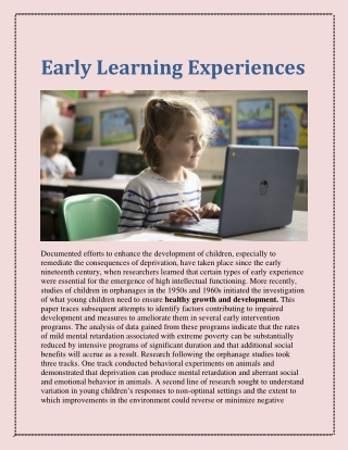 Early Learning Experiences - ebookschoice.com