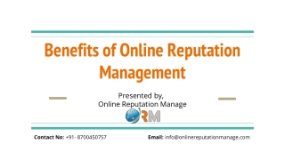 Benefits of Online Reputation Manage