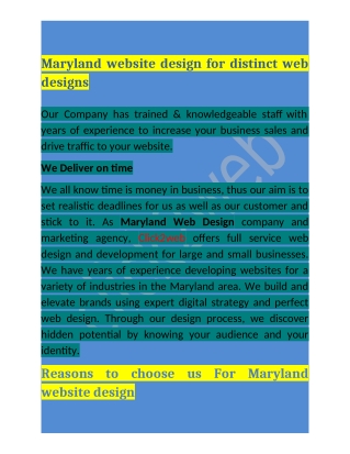 Call  1 678-666-0095 Maryland website design
