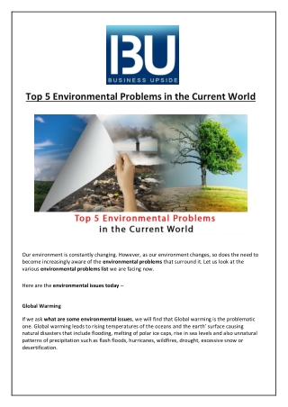 Top 5 Environmental Problems in the Current World