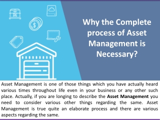 Why the Complete process of Asset Management is Necessary