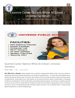 Examine Career Options While At School | Universe Sansthan