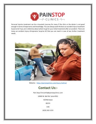 Auto Accident Injury Treatment Surprise Az | Painstopclinics.com