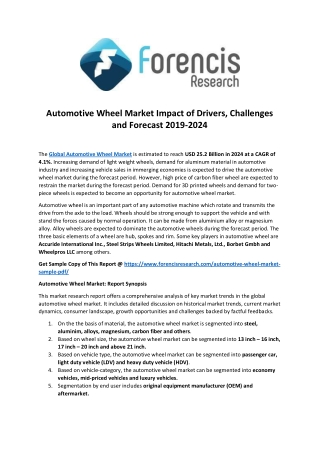 Automotive Wheel Market Impact of Drivers, Challenges and Forecast 2019-2024