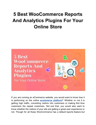5 Best WooCommerce Reports And Analytics Plugins For Your Online Store