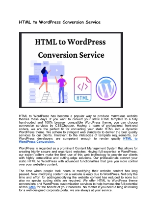 Comprehensive Guide On HTML To WordPress Conversion - CSSChopper