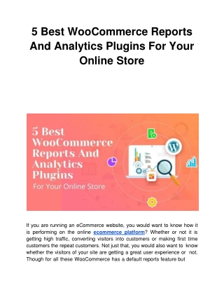 5 Best WooCommerce Reports And Analytics Plugins For Your Online Store