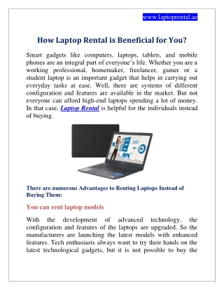 How Laptop Rental is Beneficial for You?