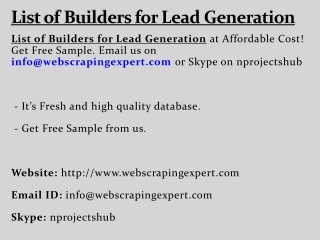 List of Builders for Lead Generation