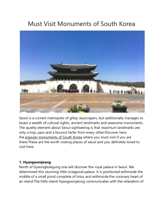 Must Visit Monuments of South Korea