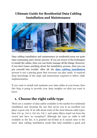 Guide to Data Cabling Installation and Maintenance