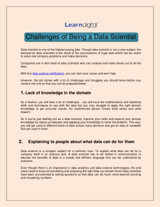 Challenges of Being a Data Scientist