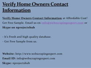 Verify Home Owners Contact Information