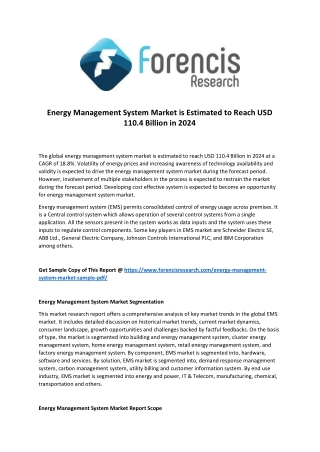 Energy Management System Market is Estimated to Reach USD 110.4 Billion in 2024