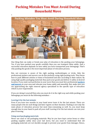 Packing Mistakes You Must Avoid During Household Move