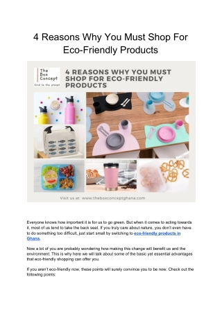 4 Reasons Why You Must Shop For Eco-Friendly Products