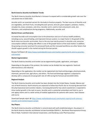 North America Ascorbic acid Market Growth Report 2020-2025