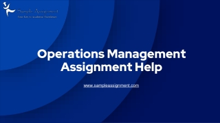 Operations Management Assignment Help by Experts