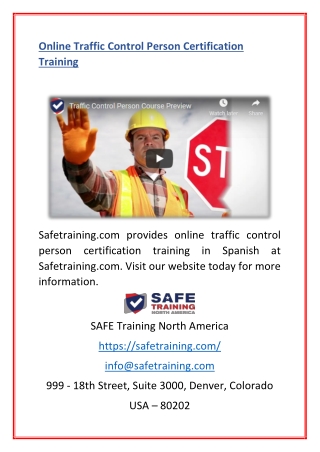 Online Traffic Control Person Certification Training