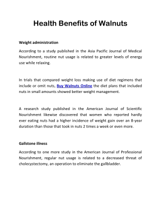 Health Benefits of Walnuts