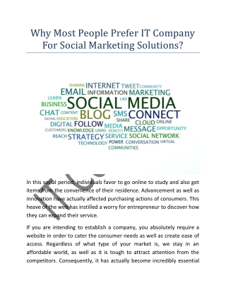 Why Most People Prefer IT Company For Social Marketing Solutions?
