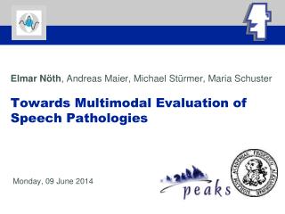 Elmar Nöth , Andreas Maier, Michael Stürmer, Maria Schuster Towards Multimodal Evaluation of Speech Pathologies