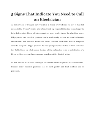 5 Signs That Indicate You Need to Call an Electrician