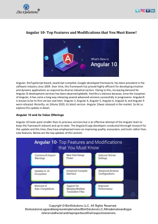 Angular 10- Top Features and Modifications that You Must Know!