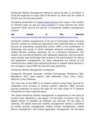 Enterprise Mobility Management (EMM) Market 2020 Industry Research, Share, Trend, Global Industry Size, Future Analysis,