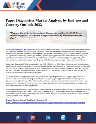 Paper Diagnostics Market Analysis by End-use and Country Outlook 2022