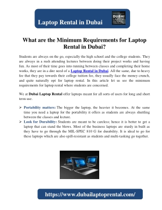 What are the Minimum Requirements for Laptop Rental in Dubai?