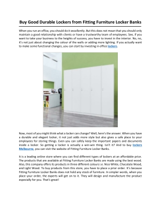 Buy Good Durable Lockers from Fitting Furniture Locker Banks