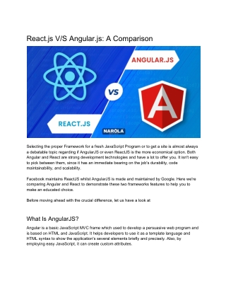 React.js V/S Angular.js: A Comparison