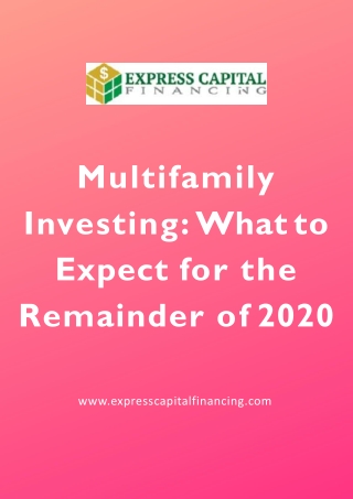 Multifamily Investing: What to Expect for the Remainder of 2020