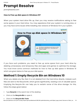 How to Free up disk space in Windows 10?