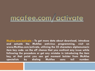 Mcafee.com/Activate - Enter McAfee 25 Digit code - McAfee Activate