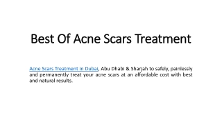 Acne Scar Treatment in Dubai