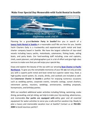 Seattle Yacht Charters Daily